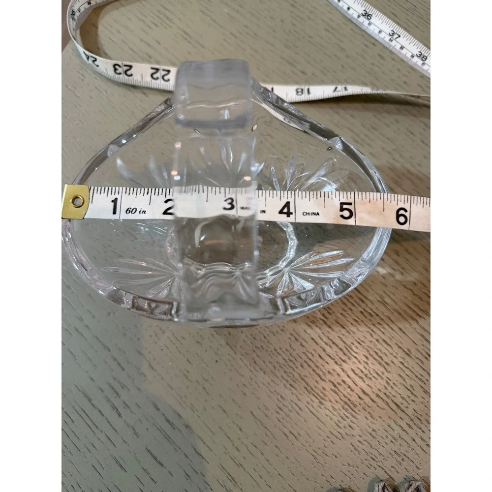 Vintage Bohemia Crystal Basket Hand Cut Glass Split Handle Made Czech Republic